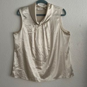 Chico’s Silky Cream Cowl Neck Collar Sleeveless Tank Top Size 3
